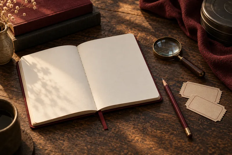 Sichtungsnotizbuch, Lupe und leere Karten